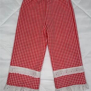 Vintage Carters Girl's Red/White Gingham Pants Sz 2T 24 Month Adorable